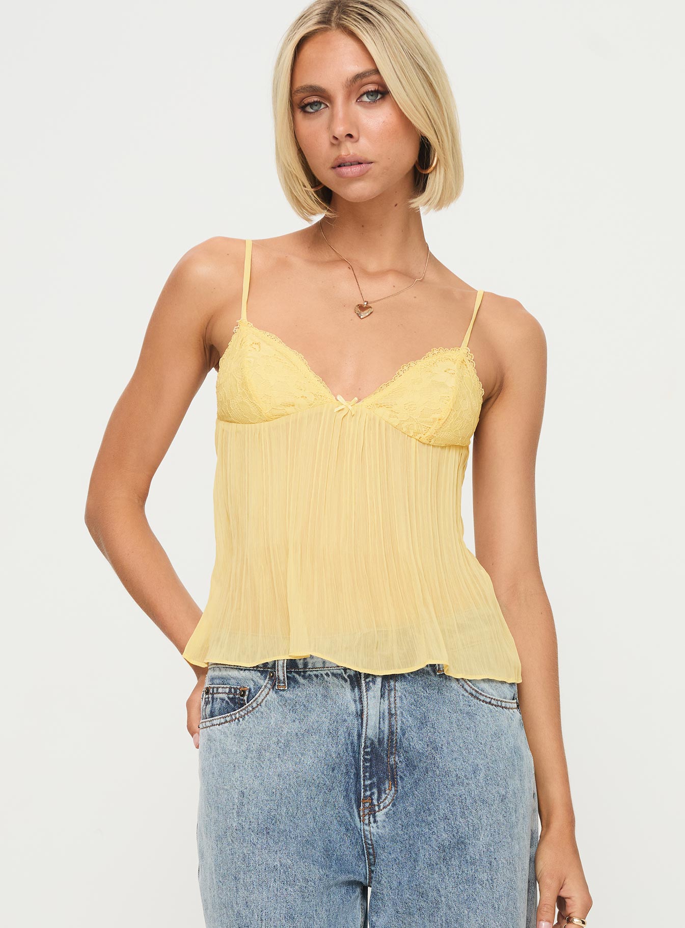 Zami Pleat Top Lemon