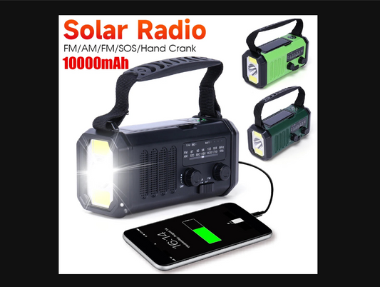 SOSradio - 10.000mAh ingebouwde Powerbank, Lamp en Zwengelgenerator